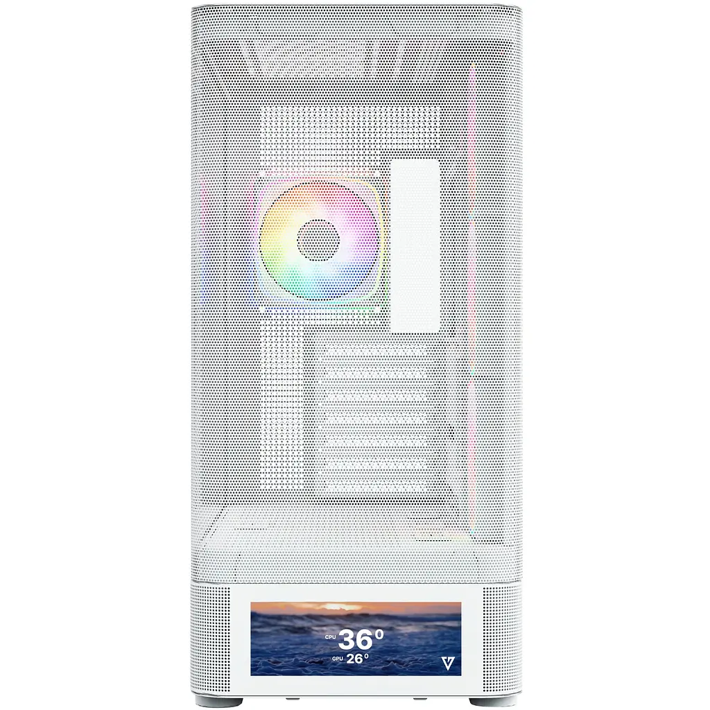 Корпус ModeCom VOLCANO AQ500 ARGB MIDI FRONT LCD 6,2” 4x120mm fans WHITE без БЖ ATX - фото 2