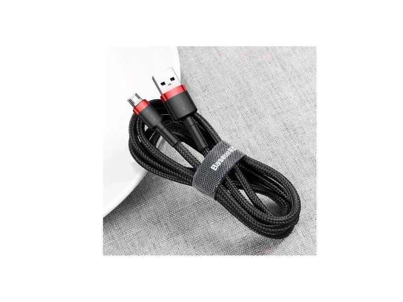 Кабель BASEUS Cafule Cable USB For Micro 2.4A 2M Red+Black (CAMKLF-C91) - фото 3