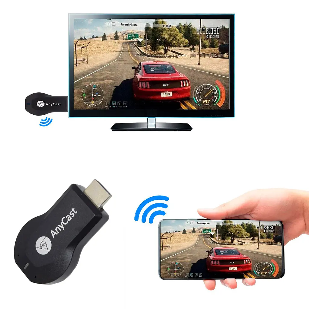 WIFI HDMI адаптер для TV передавач з телефону на телевізор AnyCast Screen Mirroring M9 кнопка ззаду - фото 2