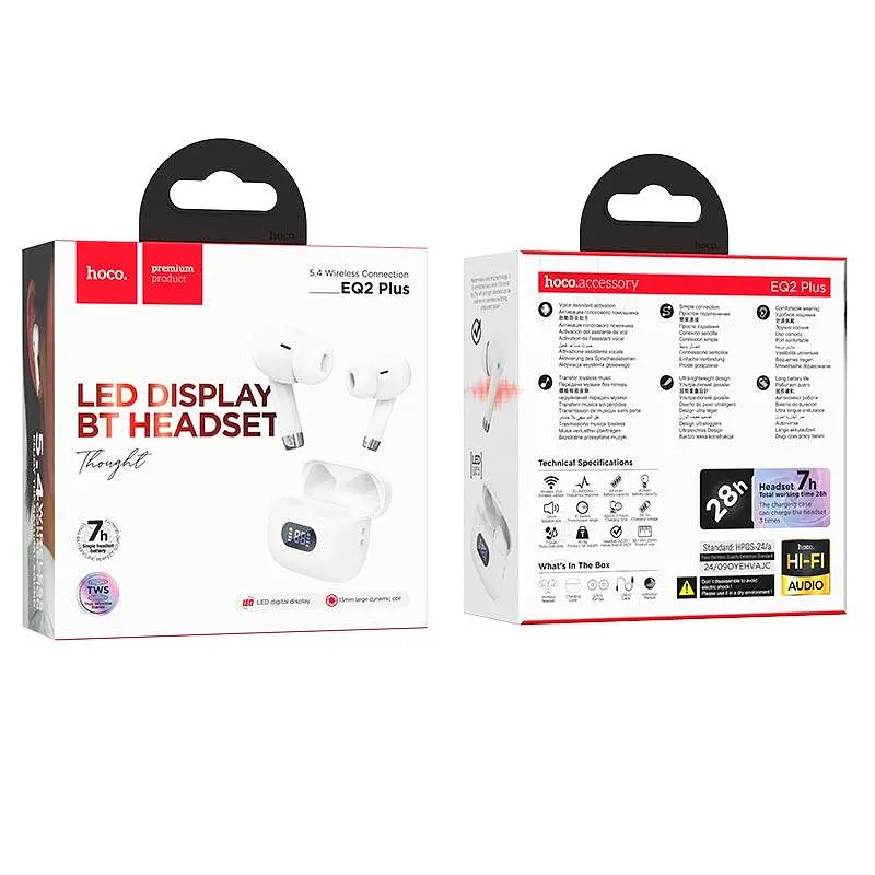 Навушники Hoco Thought true wireless BT headset EQ2 Plus BT5.4, 40/320mAh, 7h - фото 2