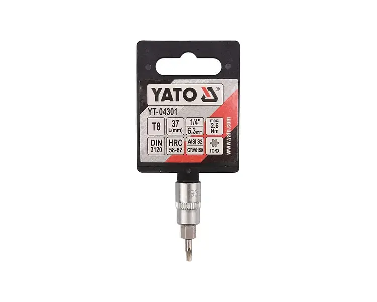 Головка торцева Yato квадрат 1/4" TORX Т8 L= 37 мм (YT-04301) - фото 3