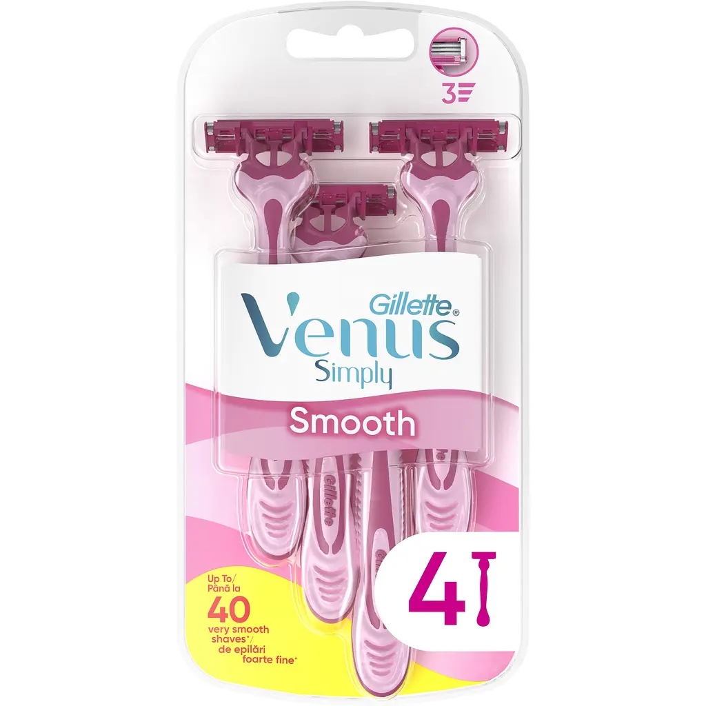 Одноразові станки для гоління (бритви) жіночі Simply Venus 3 4 шт.