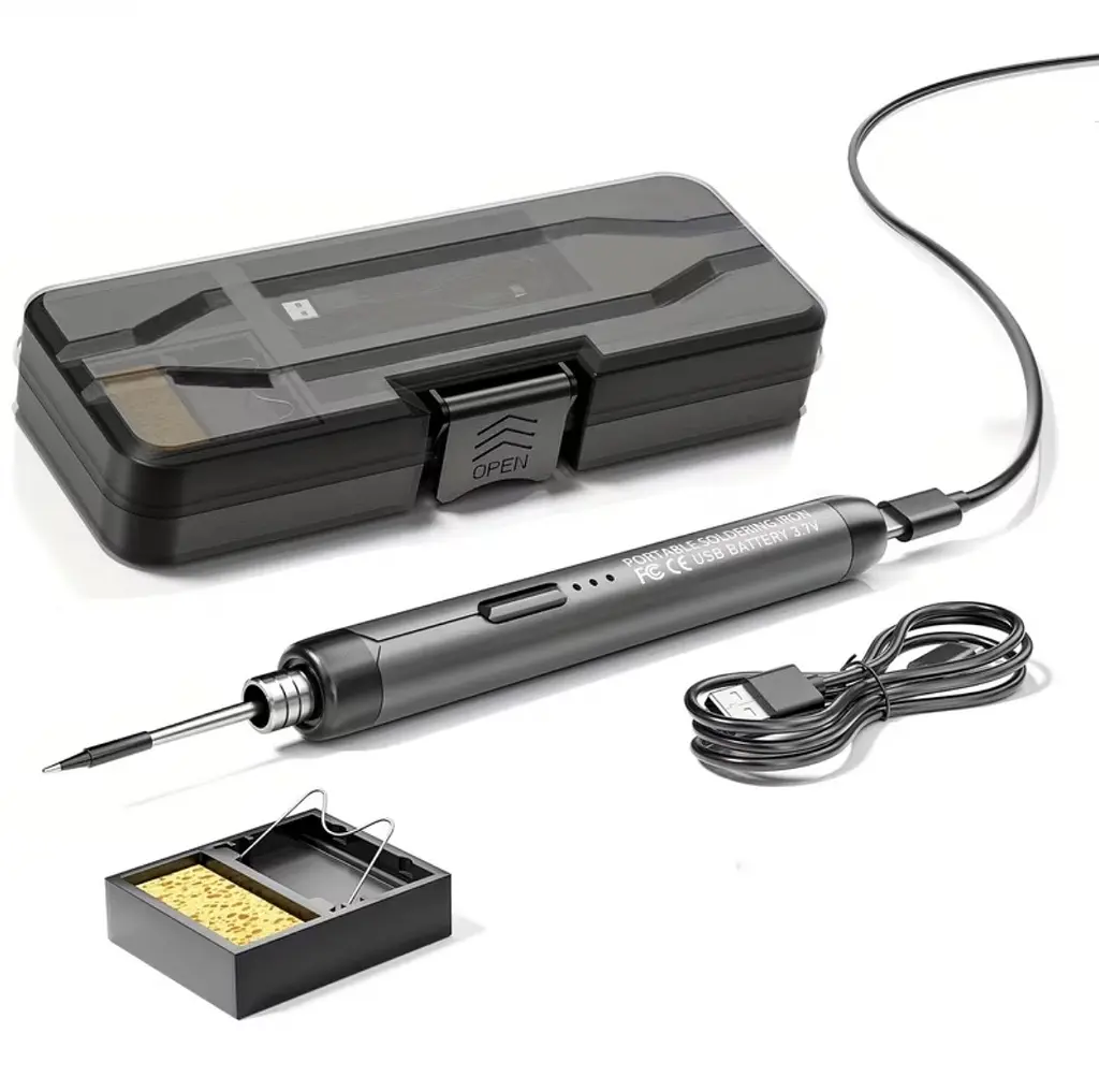 Портативний USB/бездротовий паяльний набір з регульованою температурою чорний - фото 14