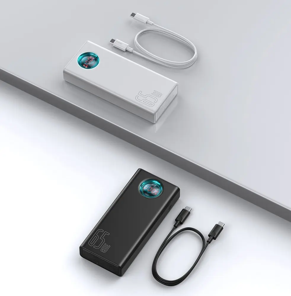Зовнішній акумулятор (павербанк) Baseus Amblight Digital Display Quick Charge 65W 30000mAh White (PPLG-A02, PPLG000102) - фото 4