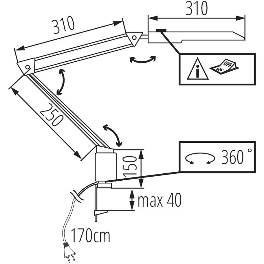 Настiльна лампа Kanlux Heron II LED B (27602) - фото 4