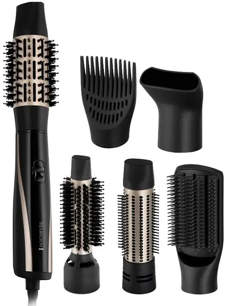 Фен-щетка Remington Blow Dry & Style Caring, 1200Вт, 2 режима, ионизация, холодный обдув, кейс для хранения, керамика, черно-золотой - фото 4