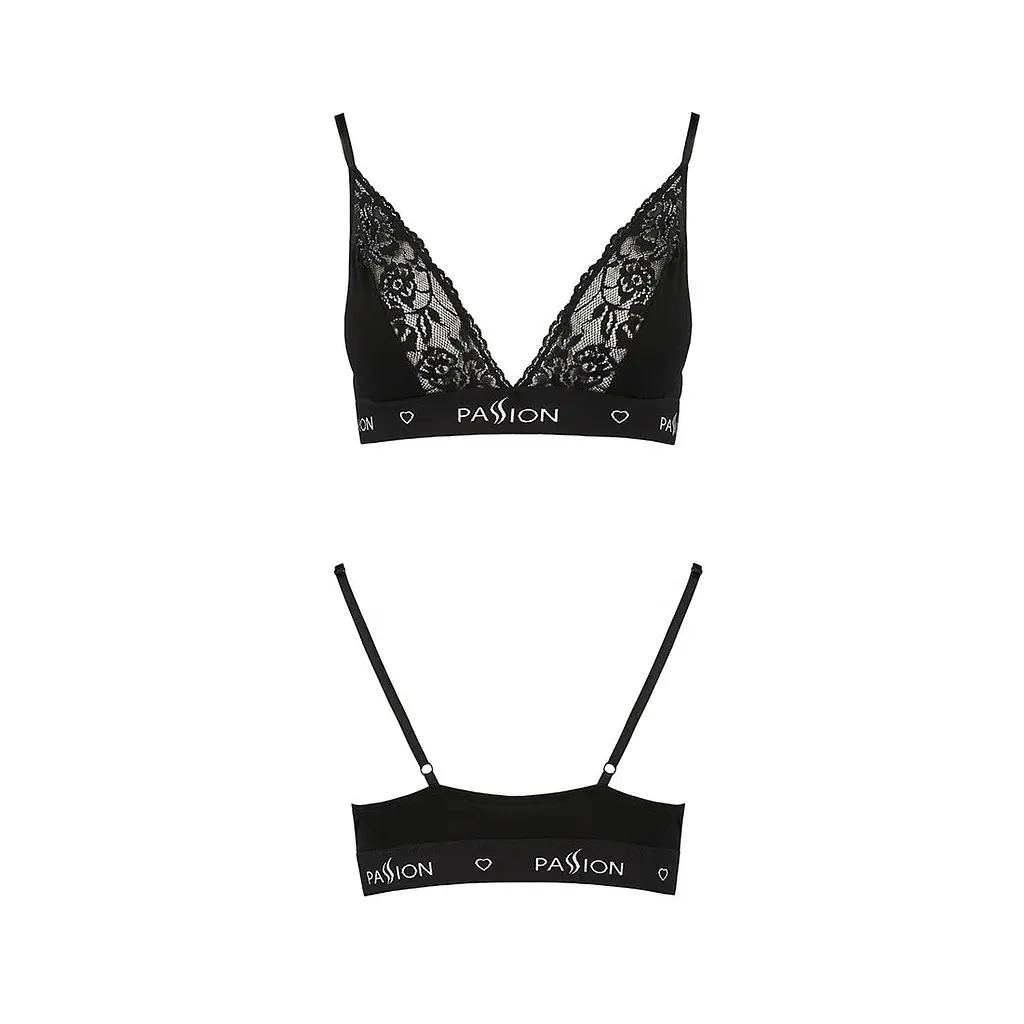Еластичний топ з мереживом Passion PS001 TOP S, black - фото 5