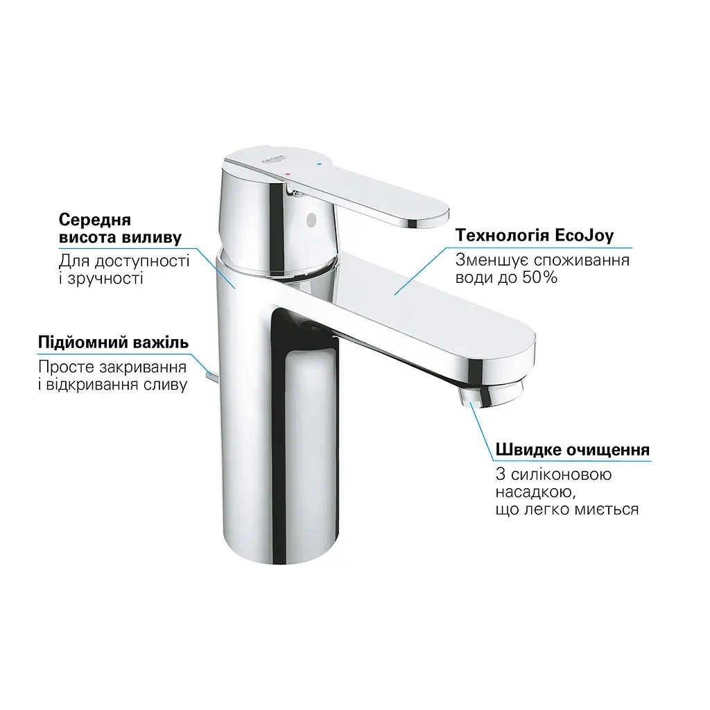 Змішувач для раковини Grohe QuickFix Get M-Size 23454000, Хром - фото 4