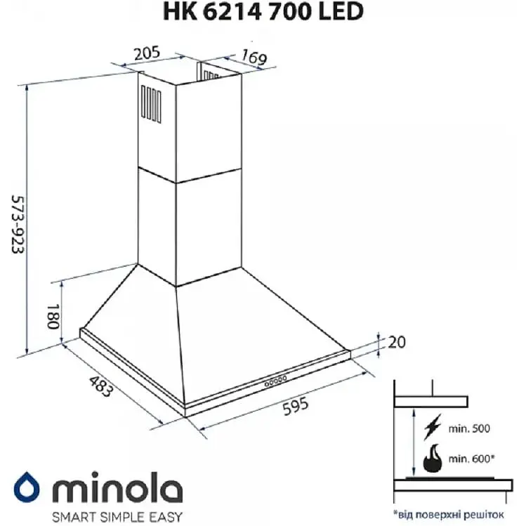 Вытяжка Minola HK 6214 I 700 LED - фото 11