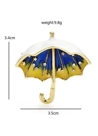 Брошь Зонтик брошь-булавка желто-голубая - фото 2