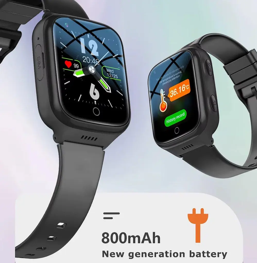 Дитячий смарт годинник Lemfo K7L з сім картою, GPS трекером, 4G LTE, пульсометром, термометром, датчиком зняття з руки, крокоміром та прослуховуванням Чорний - фото 6