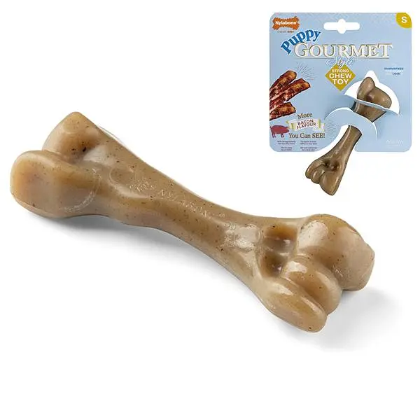 Nylabone Gourmet Puppy Femur Bacon НІЛАБОН ГУРМЕ ПАППІ КІСТКА жувальна іграшка для цуценят, смак бекону