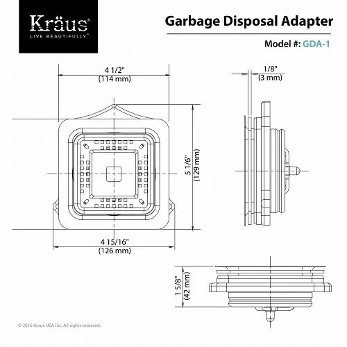 Адаптер до подрібнювача сміття Kraus для мийок серії РАХ GDA-1 - фото 4