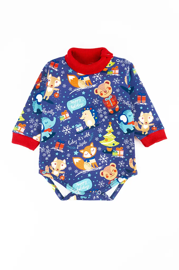 Комплект дитячий боді-гольф зі штанами Christmas Fox з начосом - фото 2