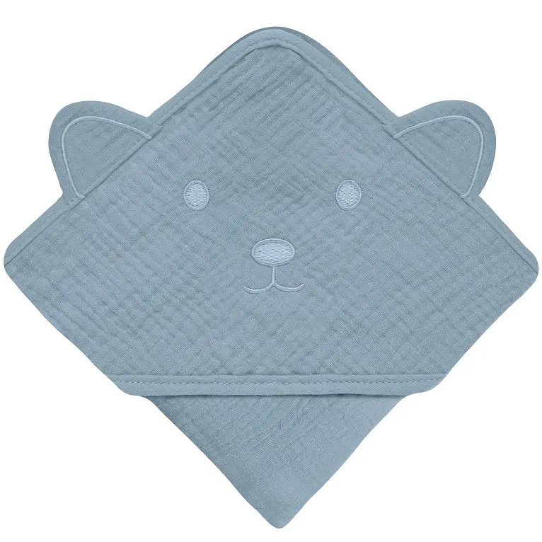 Рушник з капюшоном Lionelo Muslin Hooded Towel Grey Sky 80х80 см - фото 2