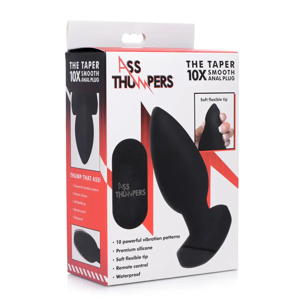 Анальна вібропробка з пультом дистанційного керування Ass Thumpers Smooth Vibrating Anal Plug, 13х4.3 см, чорний - фото 7