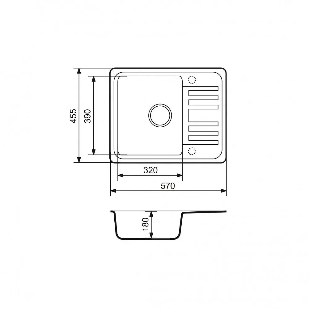 Кухонна мийка Adamant SMALL сахара 570x455x180 мм, з крилом 57 см - фото 2