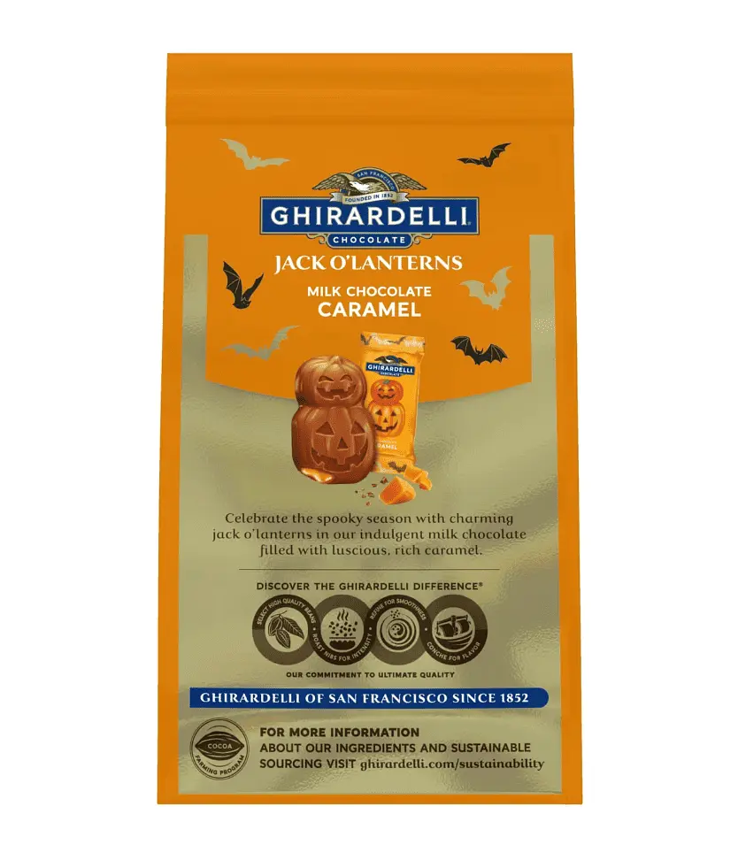 Шоколадні цукерки Ghirardelli Milk Chocolate Caramel Jack O' Lanterns 117.6г - фото 4