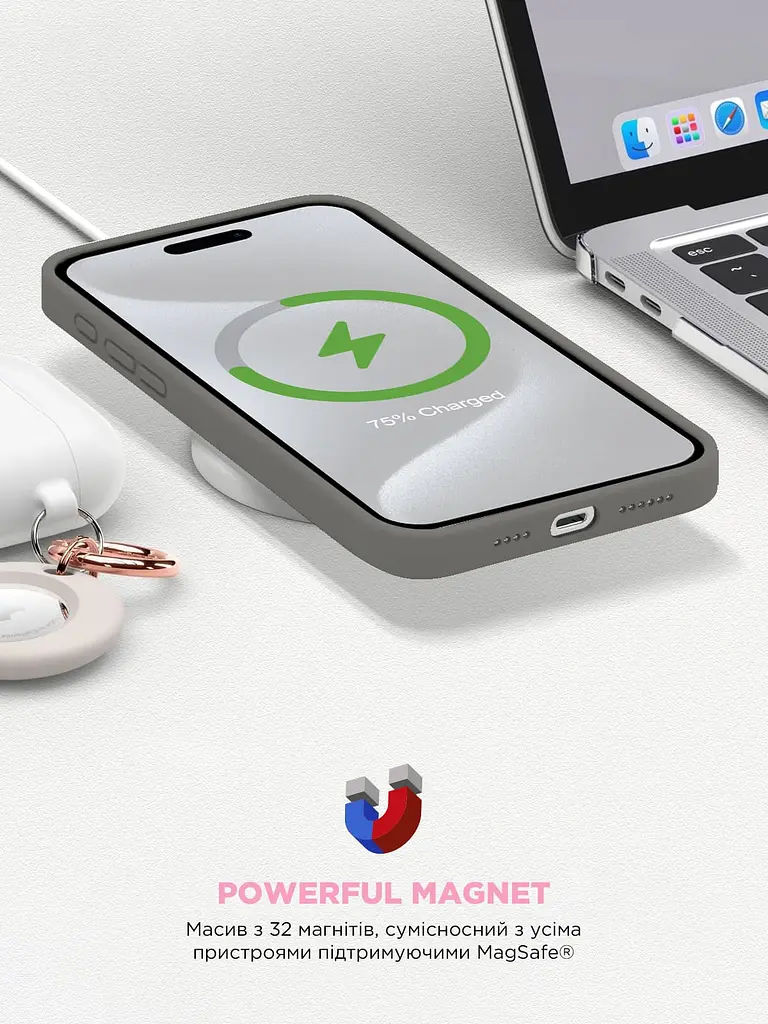 Силиконовый чехол с MagSafe для Apple iPhone 15 Pro, ICON2 MagCase, серый, противоударный, панель с мягкой подкладкой, защита всего корпуса, поддержка беспроводной зарядки, совместим с защитными стеклами и пленками, ArmorStandart (ARM72744) - фото 9