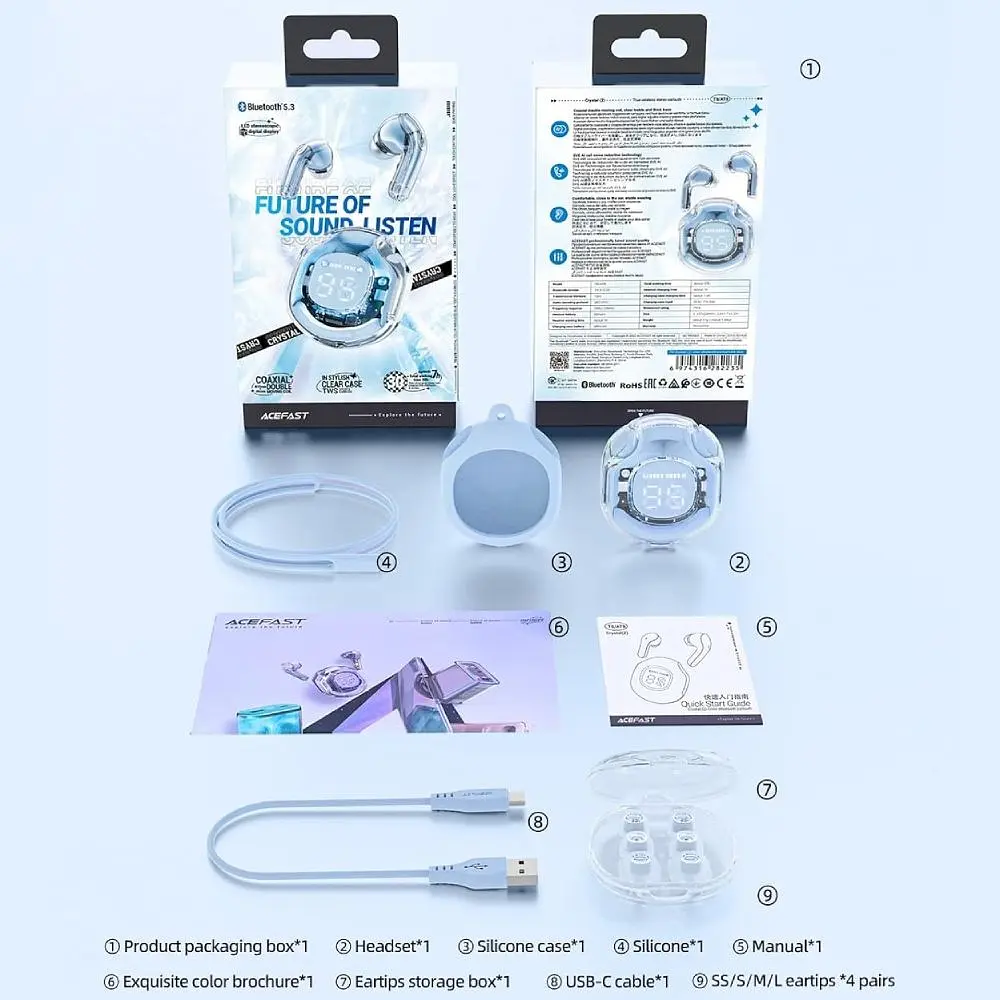 Навушники TWS Acefast T8 ice blue (6974316282235) - фото 4