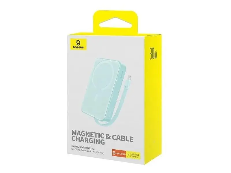 Зовнішній акумулятор (павербанк) BASEUS Magnetic Mini 10000mAh 30W Blue P1002210B333-00 - фото 6