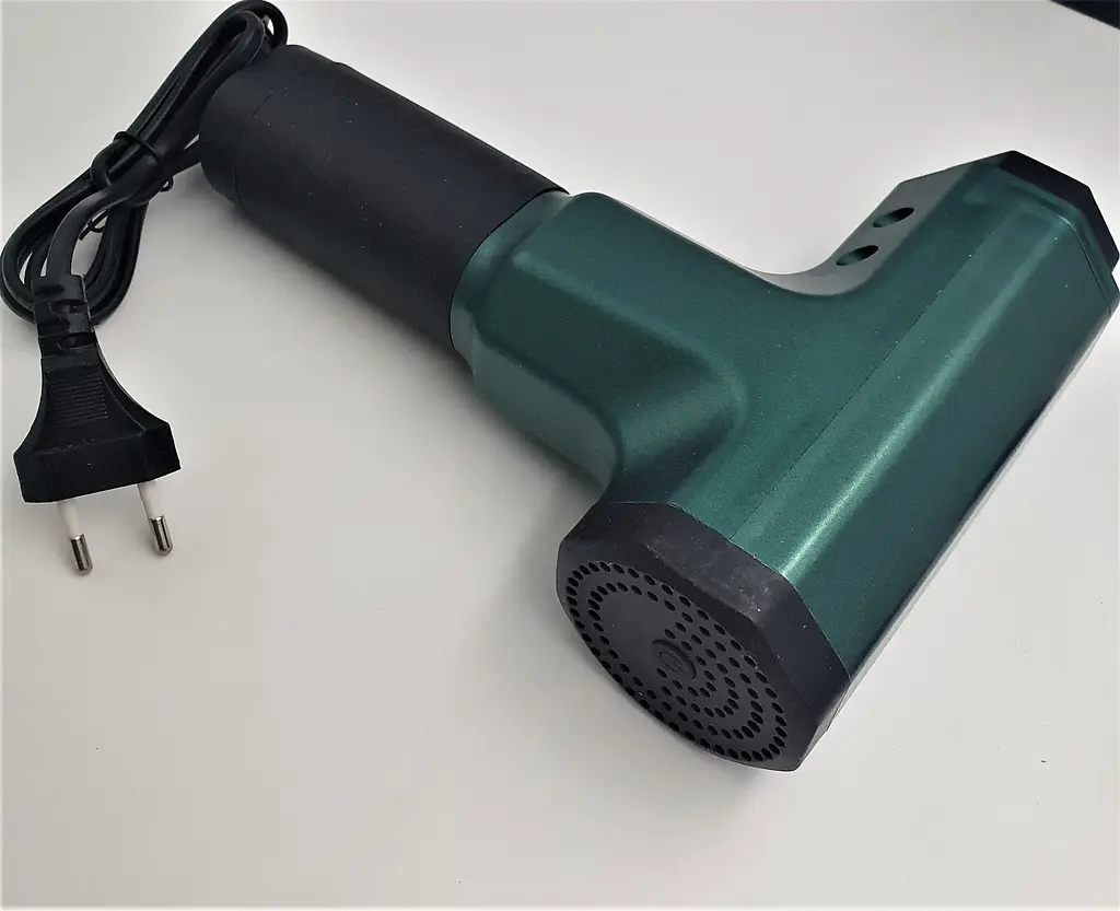 М'язовий масажер для тіла ручний 220V портативний 4 насадки Fascial Gun RF-709 зелений - фото 3