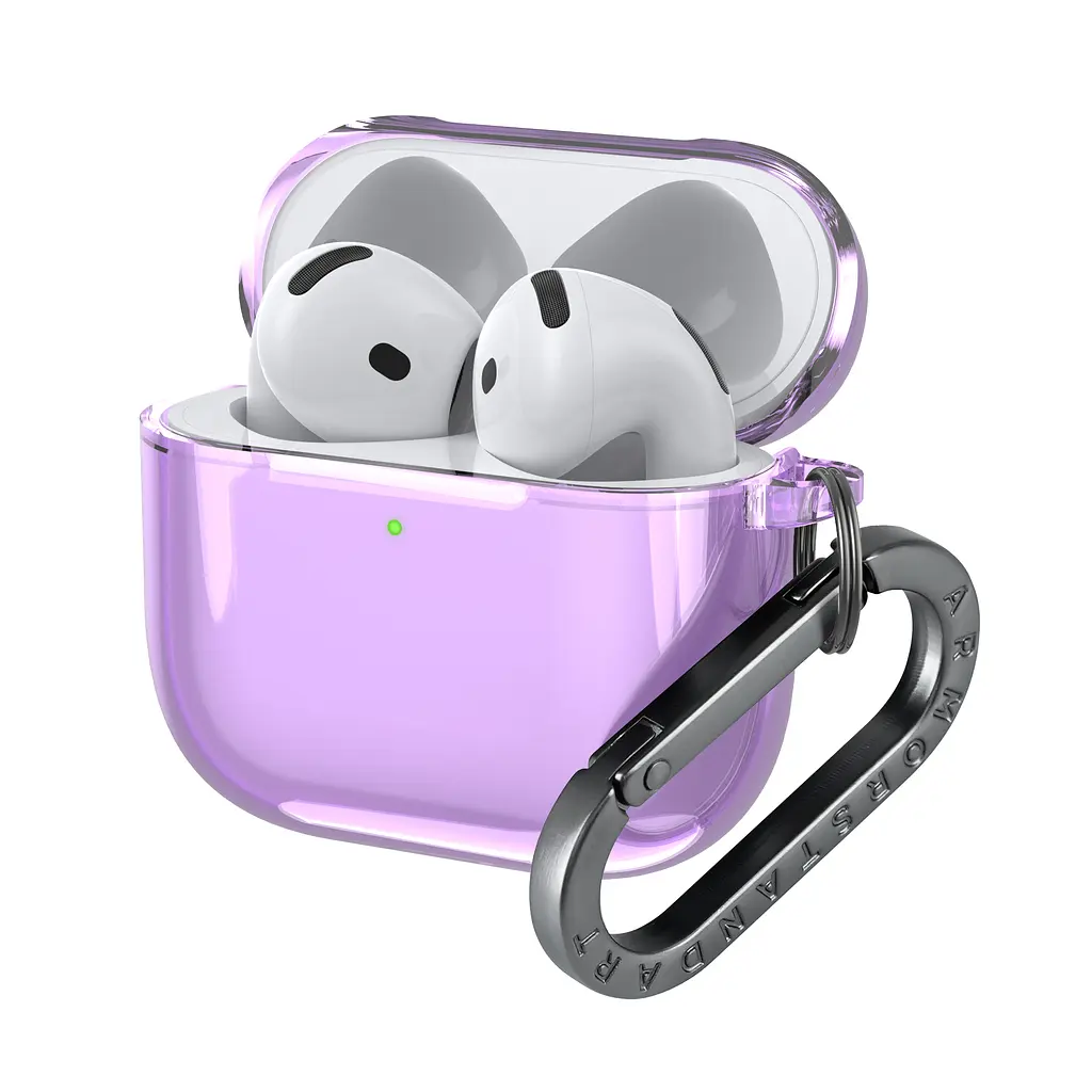 Чохол для навушників Apple AirPods 4, фіолетовий, Air, термополіуретан (TPU), протиударний, захист від подряпин, пилу і ударів, футляр з карабіном для кріплення, точні вирізи для доступу до роз"ємів, ArmorStandart (ARM82617) - фото 2