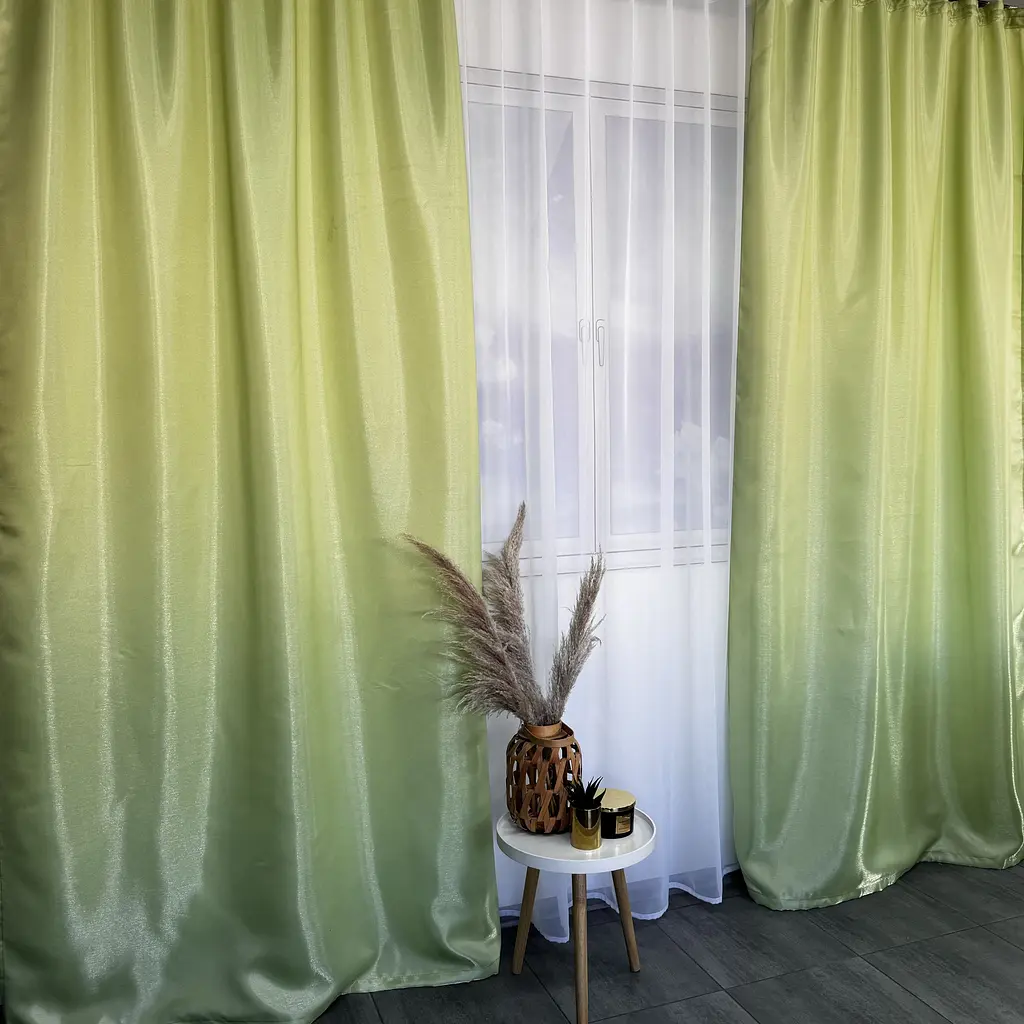 Штори з монорею салатового кольору на тасьмі 2шт. 150х270 ALBO pbe0052475 - фото 5