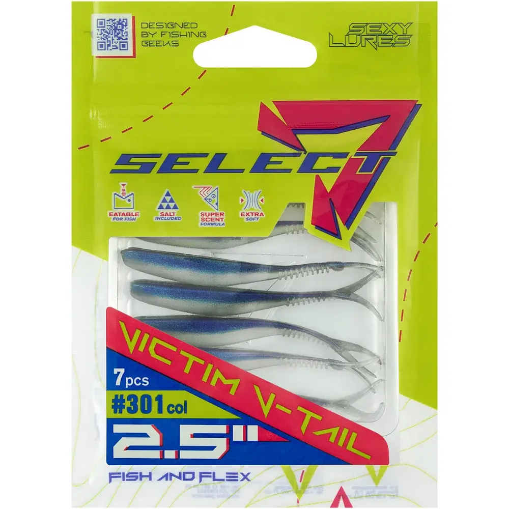 Силікон Select Victim V-Tail 2.5" 301 FE (7 шт/уп) - фото 2