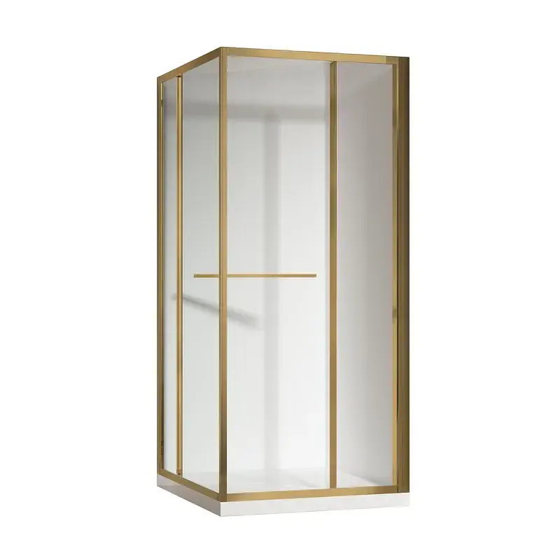 Душова кабіна без піддону Koer Sr SC09-90x90x200-R-TR-12 прозоре скло Easy Clean 6мм Матове золото KR5771, Золотий, прозорий, золотий
