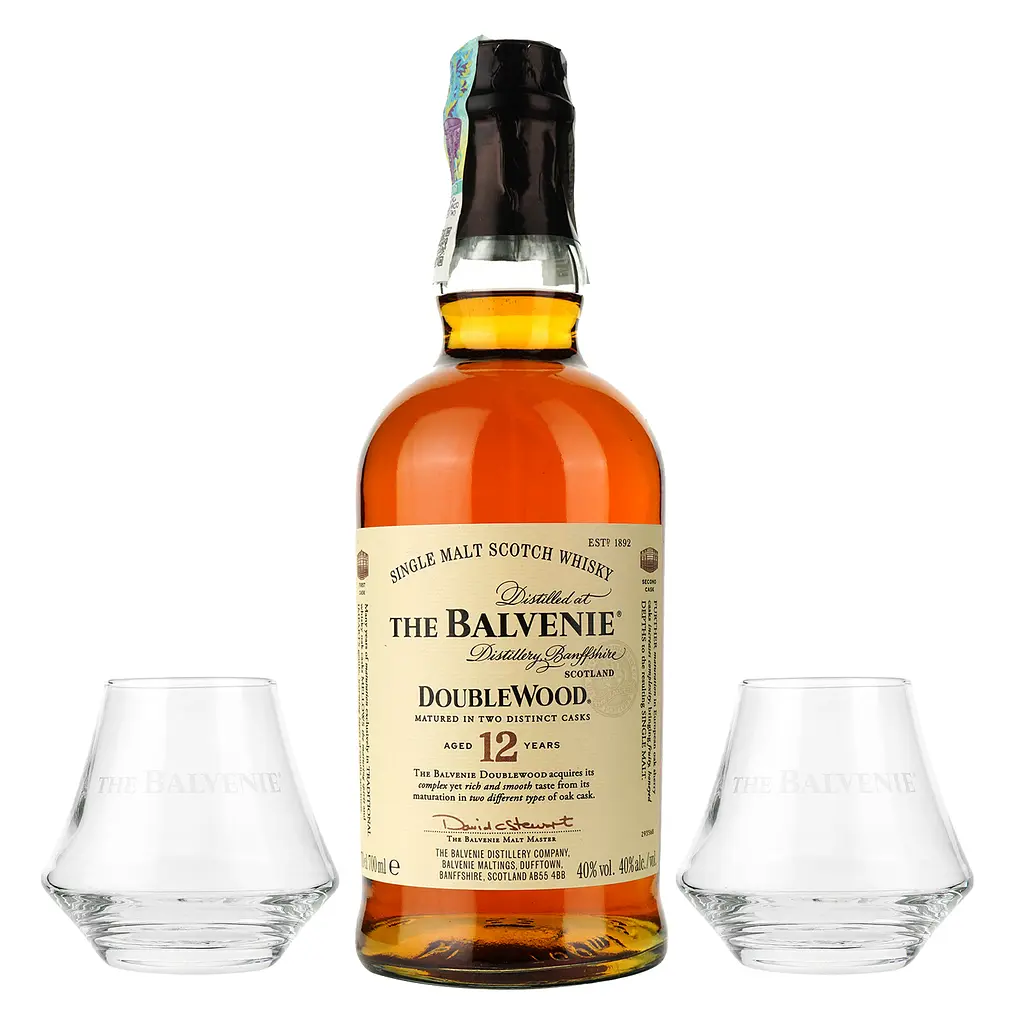 Віскі Balvenie Double Wood 12 yo Single Malt Scotch Whisky 40% 0.7 л + 2 склянки - фото 2