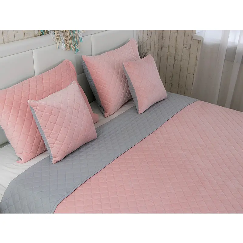 Покривало велюр Pink and Grey Руно ромб 180 х 220 см (340.55 Pink and Grey ромб) - фото 5