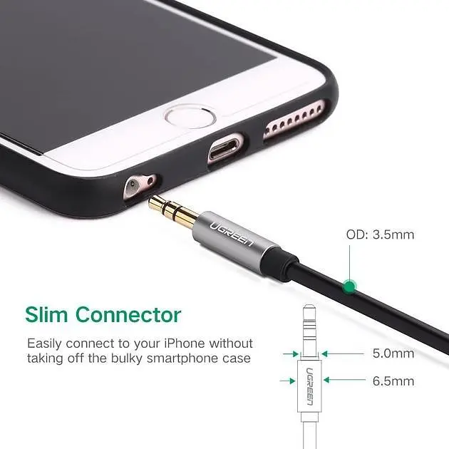 Кабель аудіо Ugreen AV119 3.5 mm AUX круглий та прямі штекери 1M Black (10720) - фото 5