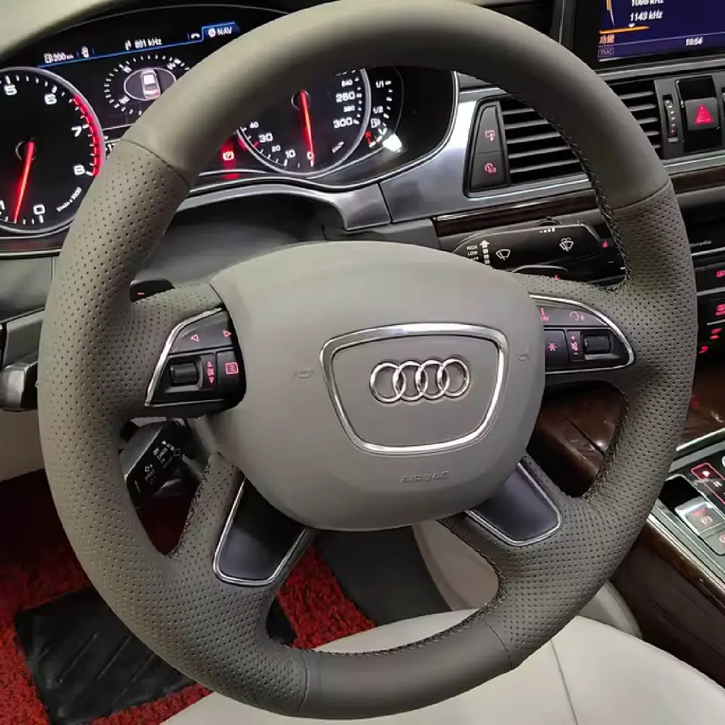 Чохол Оплетка Кермо для Audi A4/A6/A7/A8/Q5/Q7 2013-2017 Шкіра (Модельна Викрійка) №5 - фото 2