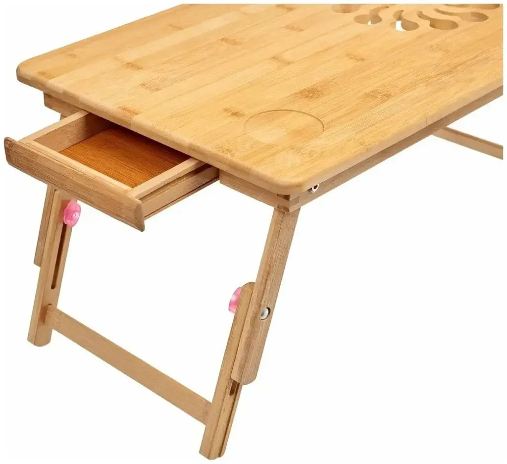 Столик для ноутбука в ліжко з вентиляцією Laptop Table Коричневий, мініклац — підставка для ноутбука в ліжко - фото 5