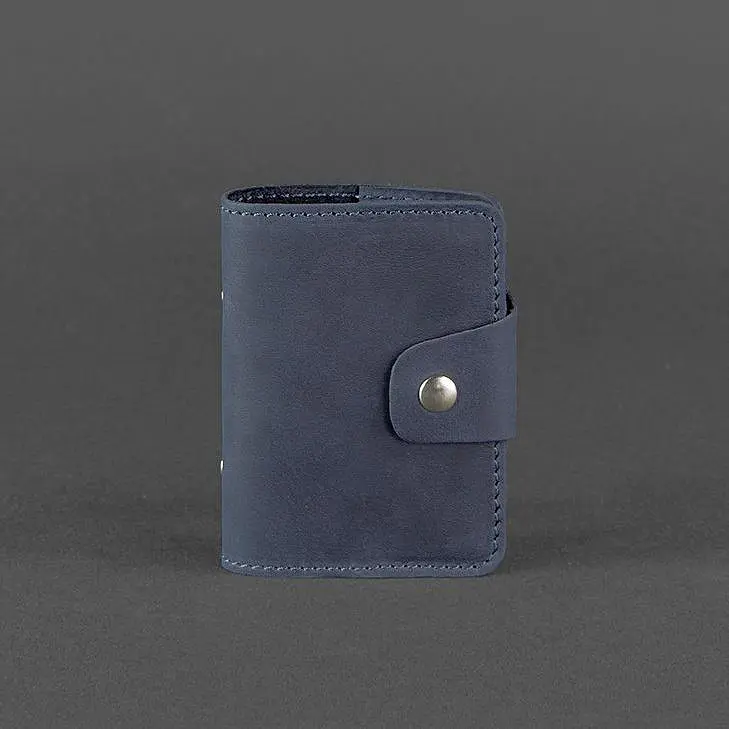 Шкіряний кард-кейс 7.1 (Книжечка) синій - фото 6