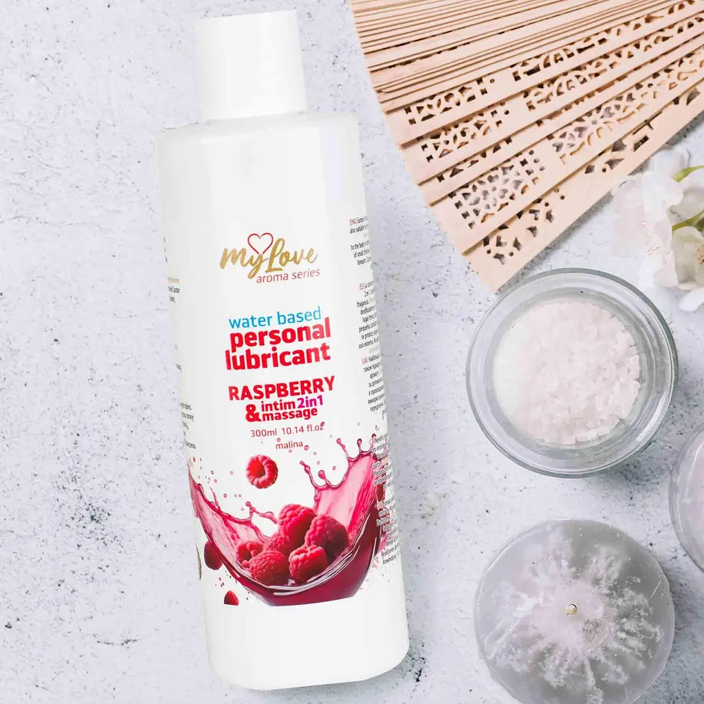 Лубрикант MyLove Aroma Series IntimMassage 2in1 Raspberry, 300 мл - фото 4