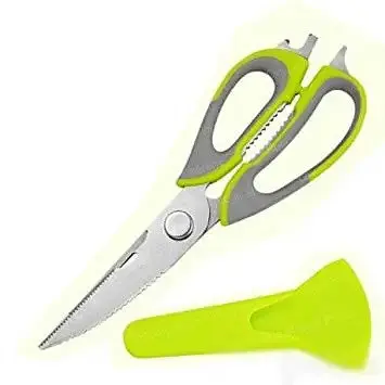 Багатофункціональні кухонні ножиці 10в1 Mighty Shears з чохлом і магнітом Сірий / Зелений - фото 5