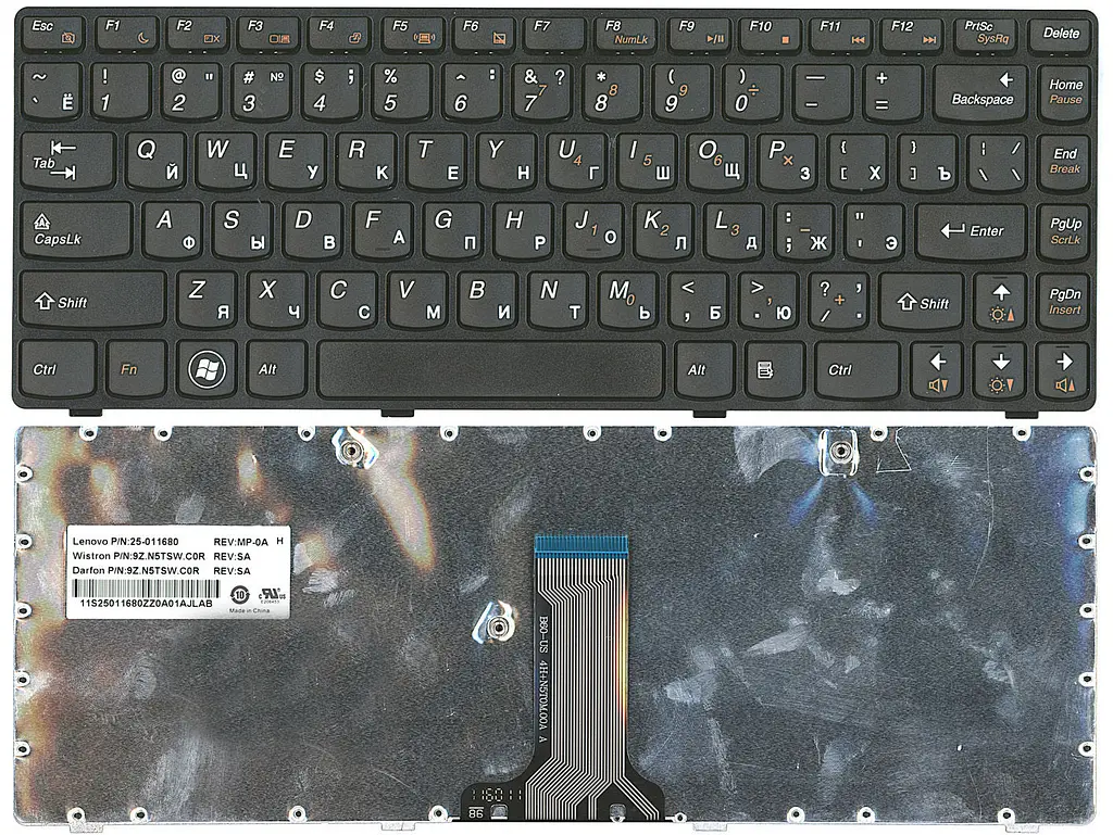 Клавіатура для ноутбука Lenovo IdeaPad (B470, G470, G470AH, G470GH, G475, V470, V470c, Z470, Z475), чорна, (чорна рамка) - фото 3