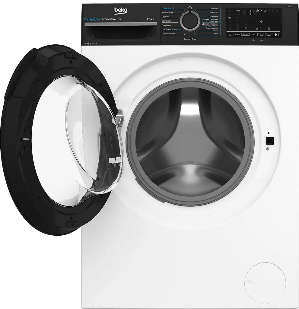 Beko Пральна машина Beko фронтальна, 10кг, 1400, A, 58см, дисплей, інвертор, пара, білий - фото 6