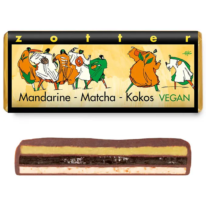 Шоколад чорний Zotter Tangerine Matcha and Coconut органічний 70 г - фото 3