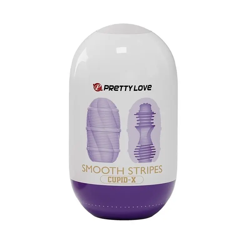 Мастурбатор-яйце Pretty Love Smooth Stripes Cupid-X з чуттєвим рельєфом, 10х5.6 см (фіолетовий)