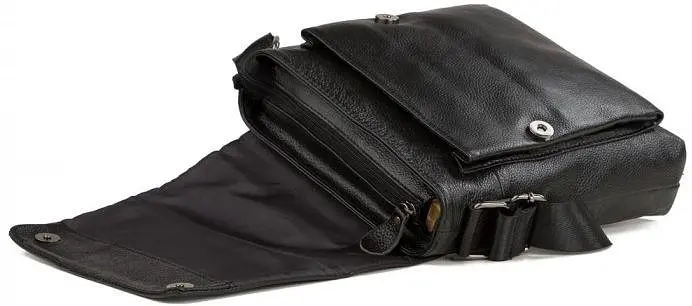 Сумка-месенджер шкіряна Tiding Bag Чорна - фото 4