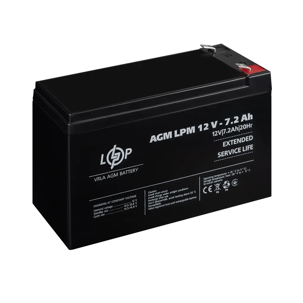 Акумулятор AGM LPM 12V - 7.2 Ah - фото 3