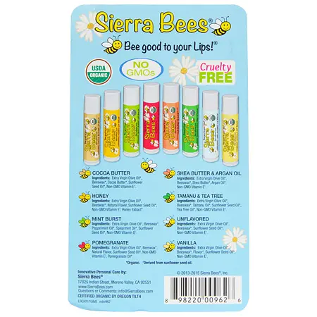 Бальзами для губ на основі бджолиного воску "Sierra bees" 8 шт - фото 2