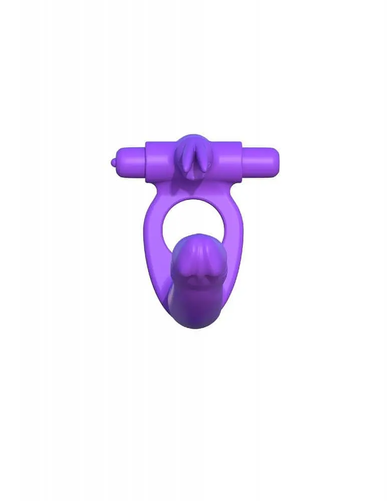 Насадка для подвійного проникнення Pipedream Silicone Double Pene Rabbit, 10х2.8 см (фіолетовий) - фото 4
