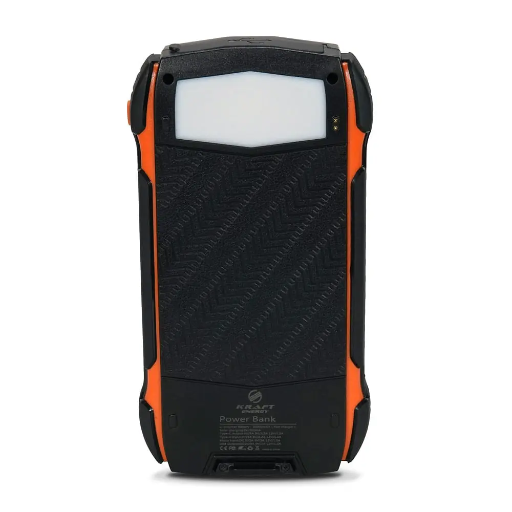 Повербанк с солнечной панелью 30000mAh Power Bank Kraft KPB-U1830FCSL Orange 18W QC2.0 LED-фонарь (43-00068) - фото 4