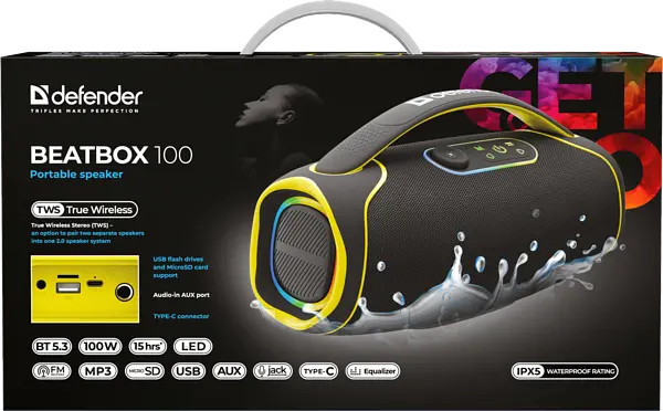 Портативна акустика Defender Beatbox 100 100Вт Black (65113) - фото 11