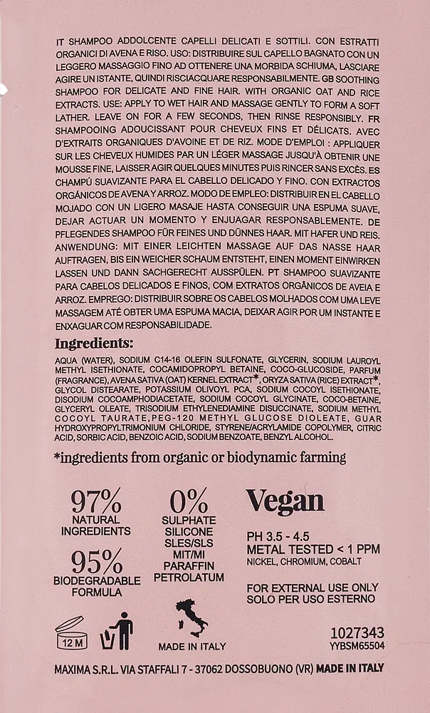 Шампунь для тонкого волосся схильного до сплутування Nook BEAUTY FAMILY ORGANIC 10 мл - фото 2