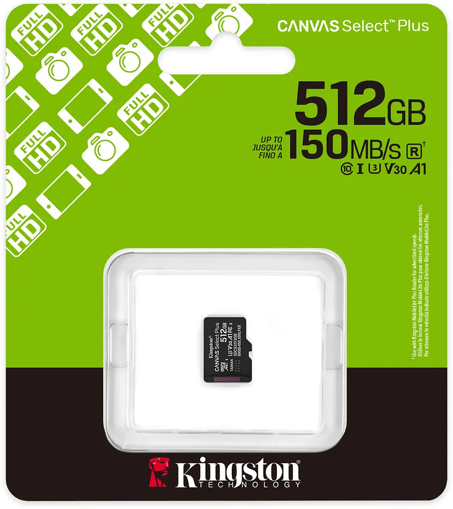 Memory card microSDXC 512GB Kingston Canvas Select Plus Gen3 C10 A1, Retail - фото 3